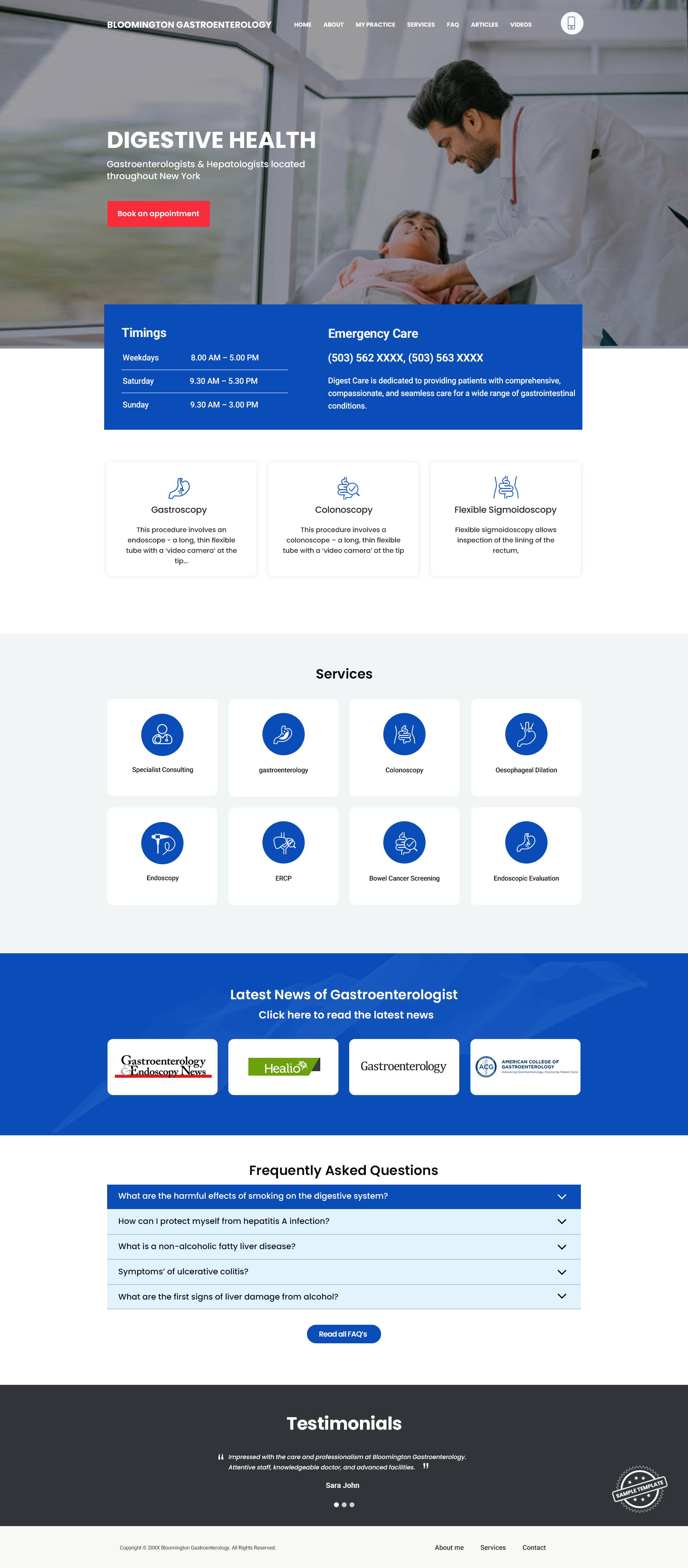Bloomington Gastroenterology  Website Template