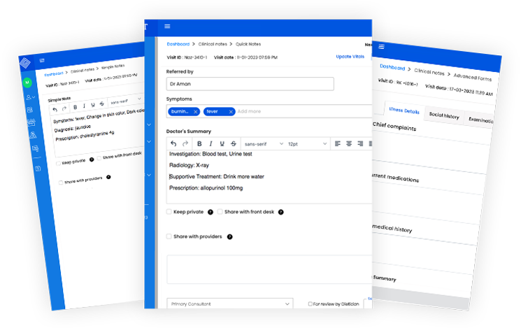 Maintain clinical notes of in-patients.
